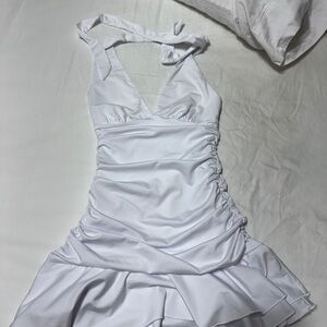 More to Come White Halter Mini Dress